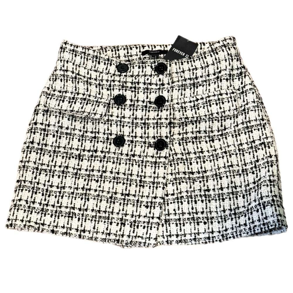 Black and White Tweed Mini Skirt
